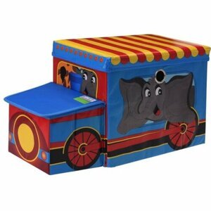 Circus bus gyermek tárolódoboz és ülőke, kék, 55 x 26 x 31 cm